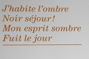 Beschriftung der Ausstellung "Le Broyeur de Sombre" im Musée Bourdelle Le Broyeur de Sombre
